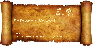 Safranek Vencel névjegykártya
